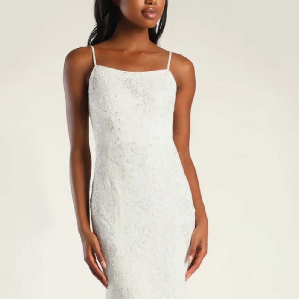 NWT XS Everlasting Admiration White Sequin Sleeveless Maxi Dress